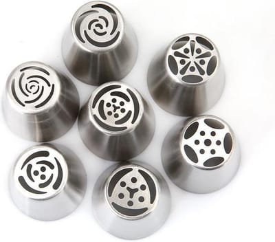 Spuitmondjes - RVS - Russische - bloemen - Set van 7 stuks voor wegwerp spuitzak