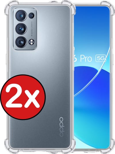 Hoesje - 2 Stuks - Geschikt voor OPPO Reno 6 Pro - Sterk & Shockproof - Back Cover - Siliconen Case - Telefoon Hoes Shock Proof - Telefoonhoes - Transparant