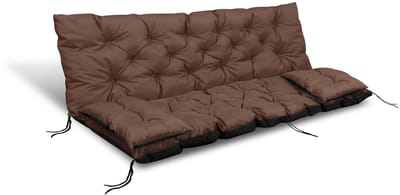 Tuinkussen 100x60x50 cm + 2 kussens voor schommelbank waterdicht bruin