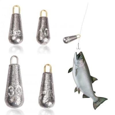 Dailygoods- Hengellood 20 Stuks - Grondlood - Vissen - Loodaccessoires - Verschillende Gewichten - Hoogwaardig Materiaal - Visgewichten
