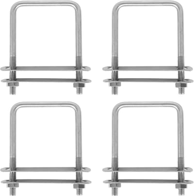 4 x beugelschroeven M10 U schroeven 80 mm x 150 mm bouten met 8 tegenplaat, beugelbouten U-beugelklem roestvrij staal voor hekbevestiging, buisbevestiging, auto slepen