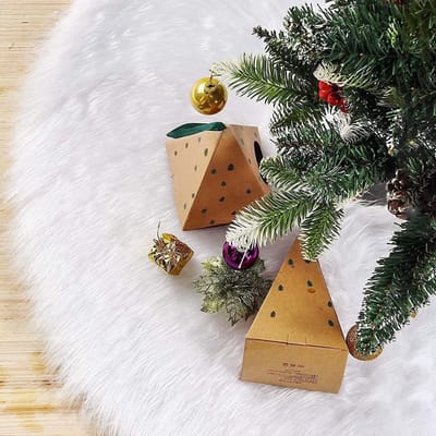 Grote Witte Pluche Kerstboomdeken van 78 cm - Rond Kerstboomrok voor Kerstdecoratie en Sfeervolle Versiering