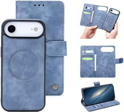 Casemania Hoesje Geschikt voor Apple iPhone 17 Air - Shadow Gray - Kunstleer 2 in 1 Afneembare Bookcase - Geschikt voor MagSafe - Magnetische Telefoonhoesje met Pasjeshouder en Standaardfunctie