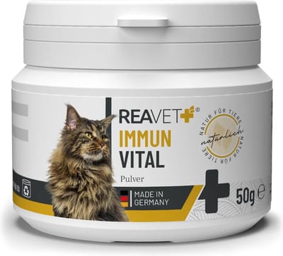 ReaVET - Immuun Vitaal voor Katten - Bevordert de natuurlijke afweer van je Kat - Voor welzijn & vitaliteit - Zonder kunstmatige toevoegingen - 50g