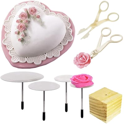 Dailygoods- Bloemennagelset 7-delig - Taartdecoratie Set - Icing Flower Nagels - Bloemenlift - Roestvrij Staal - Perfect voor Taartbloemen
