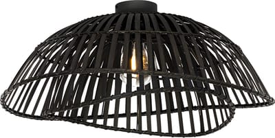 QAZQA pua - Oosterse Plafondlamp - 1 lichts - Ø 62 cm - Zwart - Woonkamer | Slaapkamer | Keuken