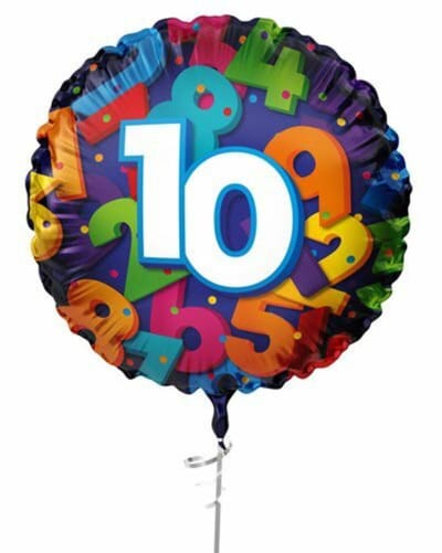 Folieballon Cijfers - 10 jaar - 45 cm - Helium- en Luchtvulling