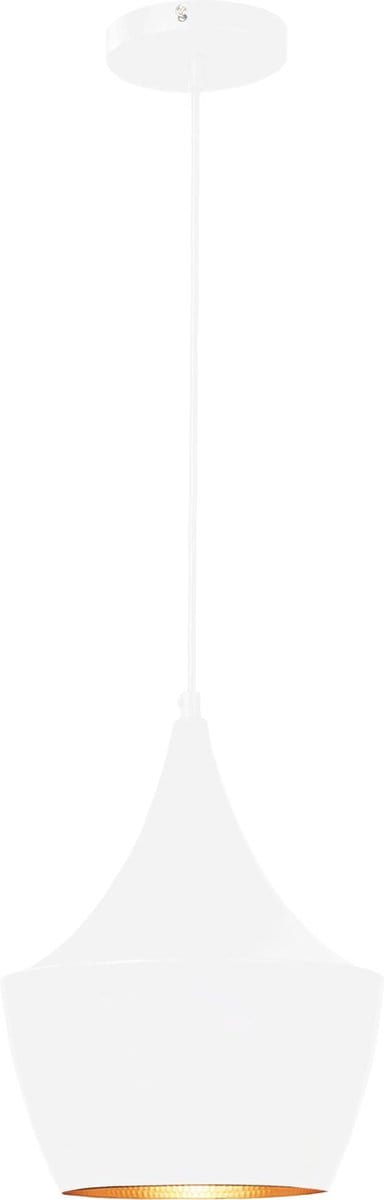 QUVIO Hanglamp modern - Plafondlamp - Eettafellamp - Verlichting - Slaapkamer verlichting - Keukenverlichting - Keukenlamp - Rond met koperen binnenkant - E27 Fitting - Voor binnen - Met 1 lichtpunt - Diameter 25 cm - Wit