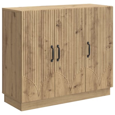 vidaXL - Dressoir - Artisanaal - eiken - 89 - x - 34,5 - x - 77 - cm - Bewerkt - hout