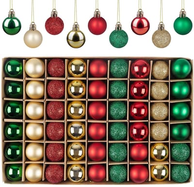 Store_9 - Kerstballen - Mini-balornamenten - Onbreekbaar - Rood groen goud - Decoratie voor kerstboom - 54 stuks