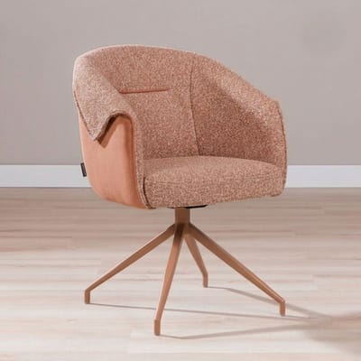 Bronx71® Eetkamerstoel Riley draaibaar bouclé terracotta - stoel