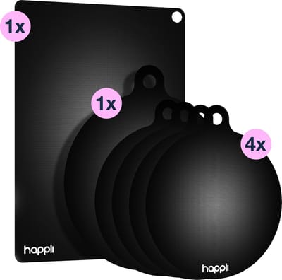 Happli Inductie Beschermer Set | 6-Delig | Siliconen Inductie Matjes en Afdekplaat voor Inductiekookplaat | Bescherming tegen Krassen | Antislip tegen Schuivende Pannen | Hittebestendig tot 280 °C | Vaatwasserbestendig | Zwart
