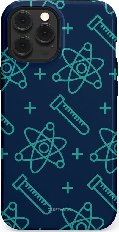 Casetastic hoesje geschikt voor Apple iPhone 12 Pro Max - MagSafe - Dubbellaagse bescherming - Atomen Creaties - Fashion Case - Donkerblauw Turquoise