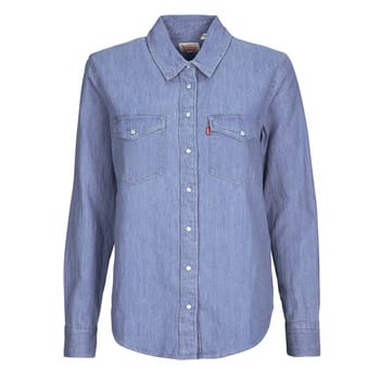 Levi's Iconic Western Linen+ Denim Shirt Size: S | Long-Sleeved Tops Outlet | Dames | Blauw