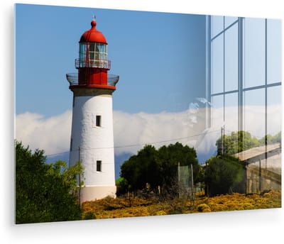 ® Glasschilderij 180x120 cm - Schilderij acrylglas - Vuurtoren op het Afrikaanse Robbeneiland in Zuid-Afrika - Foto op glas - Muurdecoratie woonkamer - Wanddecoratie slaapkamer - Schilderijen