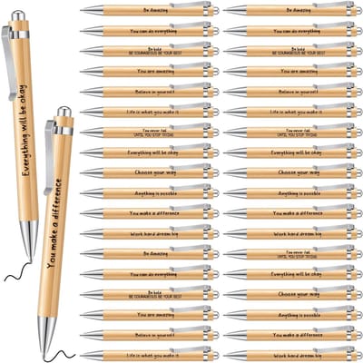 Dailygoods- Balpen met Houten Behuizing - Inspirerende Pen - Afscheidscadeau voor Collega's - Bedankje voor Leraren - Duurzaam Schrijfinstrument - Authentiek Houtsnijwerk - Schrijfpennen