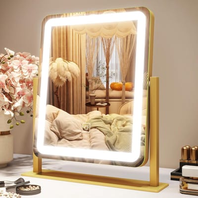 Make-upspiegel met verlichting - Verlichte spiegel - Make-up aanbrengen - Slimme aanraakbediening - 32 x 38 cm - Zilver