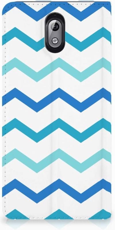Nokia 3.1 (2018) Hoesje met Magneet Zigzag Blauw