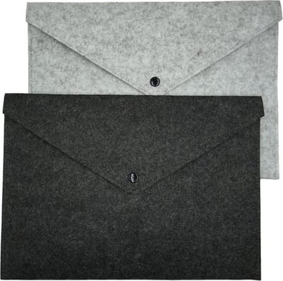 Aktetas Vilt - 2 Stuks - Lichtgrijs & Donkergrijs - Documenten Houder A4 - Laptopsleeve - Documentenmap - Documententas - Sleeve voor Documenten
