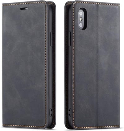 Geschikt voor Apple iPhone X - XS Bookcase | Zwart | Pasjeshouder | Portemonnee hoesje