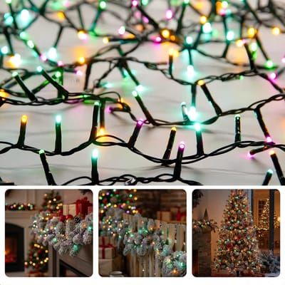 Cheqo® Kerstlampjes - Kerstverlichting - 120 Led - 9 Meter Lengte - LED Verlichting - Kerstboomverlichting - Multicolor Licht - Veelkleurig - 8 Lichtfuncties - Geheugenfunctie - Timer Functie - Binnen En Buiten - IP44