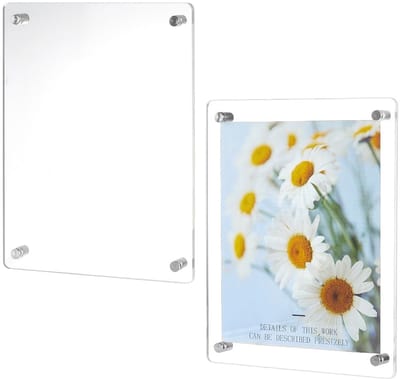 Dailygoods- Fotolijst Drijvend - Acryl 245x189x5,45mm - Rechthoek - 2 Stuks - Fotografie Display - Inclusief Bevestigingsmateriaal - Foto-display