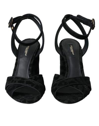 Dolce & Gabbana Zwarte Leoparden Suede Hakken Sandalen Schoenen