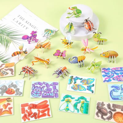 30 STUKS 3D Mini Dinosaurus Cartoon Auto Papieren Legpuzzel Leuk Dier DIY Speelgoed voor Verjaardagsfeestjes Bedankjes Kleuterschool Beloningen Cadeaus