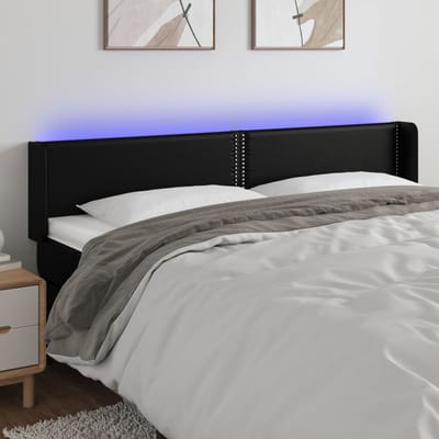 vidaXL - Hoofdbord - LED - 203x16x78/88 - cm - kunstleer - zwart