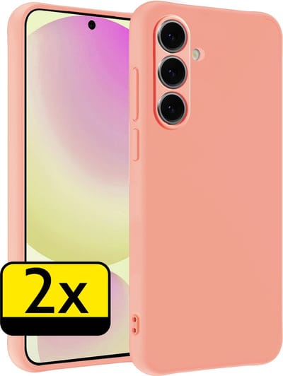 Hoesje - 2 Stuks - Geschikt voor Samsung Galaxy S24 FE - Sterk & Shockproof - Case Siliconen - Back Cover - Telefoon Hoes - Telefoonhoesjes - Perzik