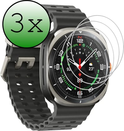Screenprotector - 3 Stuks Geschikt voor Samsung Galaxy Watch Ultra - Extra Sterk - Tempered Glass - Gehard Glas - Beschermglas Screen Cover - Bescherm Protector voor Smartwatch