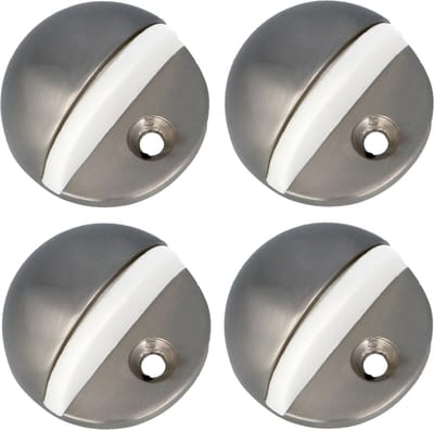 AMIG Deurstopper/deurbuffer - 4x - D45mm - inclusief schroeven - geborsteld nikkel