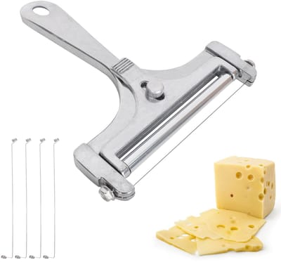 aladdien - Kaassnijder met verstelbare draad - Handmatige kaas slicer - Zilver - Kaas snijden - Perfecte dikte voor elke kaas