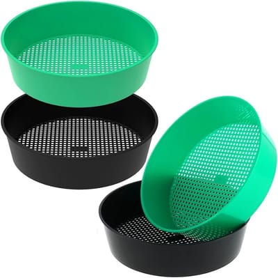 Kunststof Grondzeef - Tuin Zeef - Tuinieren Bodem - Herbruikbaar Lichtgewicht - 4 Stuks - Groen Zwart