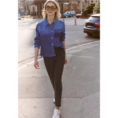 Mid Waist Slim Legs chino's in een casual fit