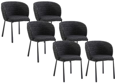 Vente-unique Set van 6 stoelen in tweedstof en metaal - Zwart - SIJOLA