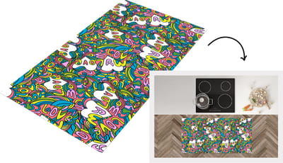 Keukenloper - Loper keuken - Meisje - Liefde - Patronen - Love - 120x60 cm - Keukenloper vinyl