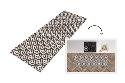 Keukenloper 150x50 cm - Keukenmat vinyl Patroon - Retro - Bloemen - Keukenmatten loper - Keuken vloerkleed tapijt