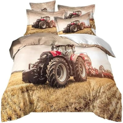 3D Printen Tractor Beddengoed Set Jongens Tractoren Dekbedovertrek Set met Kussensloop Hometextiel Eenpersoons Twijfelaar Queen King Kindergeschenk 135X200cm-2pcs
