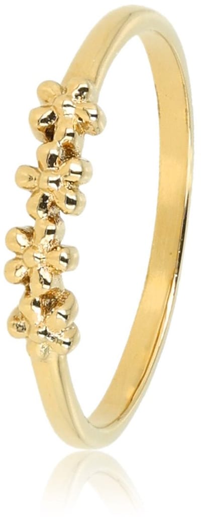 My Bendel - Goudkleurige Ring met Bloemetjes - Elegant en Tijdloos Sieraad - met Luxe Cadeauverpakking | Sieraden Voor Dames | Maat 18.00 Mm / Maat 57