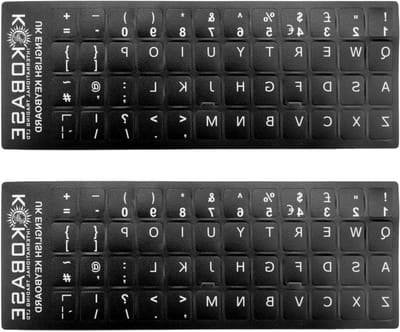 Toetsenbord stickers - universele letters - zelfklevend - mat wit - niet-transparant - vervanging - alfabet - zwart - achtergrond - 10-17 inch laptop desktop - 2 stuks.