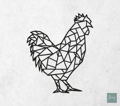 Laserfabrique Wanddecoratie - Geometrische Kip - Small - Zwart - Geometrische dieren en vormen - Houten dieren - Muurdecoratie - Line art - Wall art
