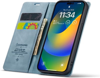 CaseMania Bookcase hoesje geschikt voor Apple iPhone 14 Plus - Effen Aqua - Kunstleer