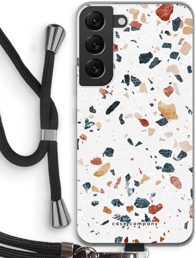 Case Company® - Hoesje met koord geschikt voor Samsung Galaxy S22 hoesje met Koord - Terrazzo N°4 - Telefoonhoesje met Zwart Koord - Bescherming aan alle Kanten en Over de Schermrand