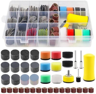 Dailygoods- Schuurschijven Set 268 Stuks - 25 mm Schijfdiameter - Korrel 12-10.000 - Polijstpapier - Klittenbandsysteem - Kunststof Koffer - Schuurpapier