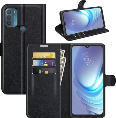 MobyDefend Hoesje - Geschikt voor Motorola Moto G50 - Kunstleren Wallet Book Case (Sluiting Voorkant) - Zwart