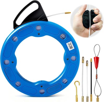 Kabeltrekker Hulpstuk - Leidingspoeder Spiraal - Elektrische Installaties - 30 Meter Lengte - 5mm Diameter - Blauw