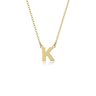 Letter K Initial Gold Plated Ketting Zilver (925 sterling) Trendy Minimalistisch Combi Bedel Goudkleurig Dames Meisje | Cadeau Voor Vrouw