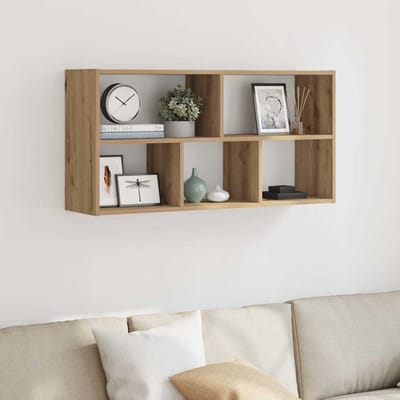 vidaXL - Wandschap - 100x25x50 - cm - bewerkt - hout - artisanaal - eikenkleurig