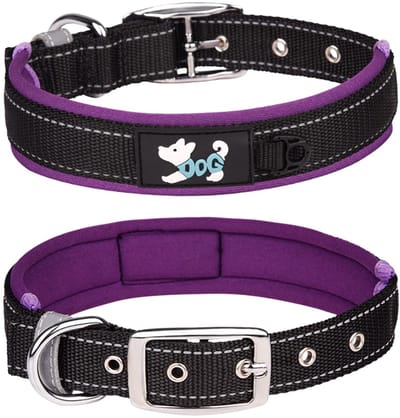 Dailygoods- Hondenhalsband Verstelbaar - Reflecterende Halsband - Neopreen Gewatteerd - Nylon - Voor Grote Honden (XL) - Maatvoering 58-68 cm
